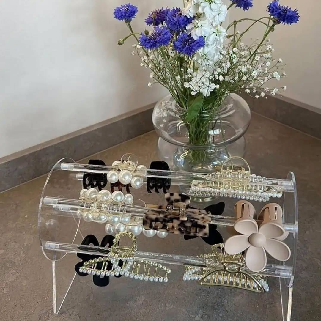 360° Rotating Acrylic Headband Holder/Claw clip Organizer